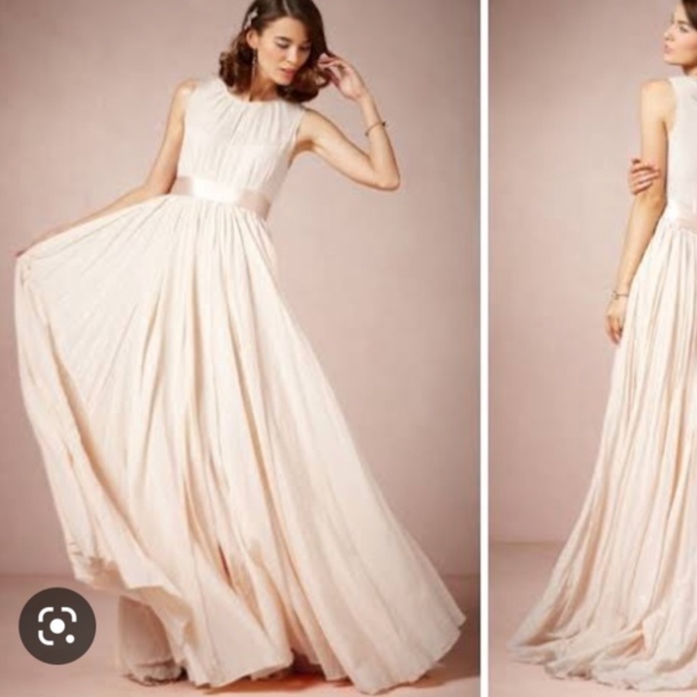 NWT BHLDN Peter Som light pink Julie gown with button up back silk sash $1,400
